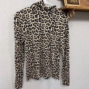 H&M Black and Tan Animal Print Long Sleeve Top